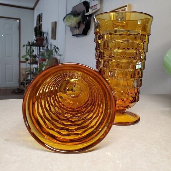Whitehall Amber By Colony Tea Glass Stacked Cube Set Of Two - Picture 7 of 7